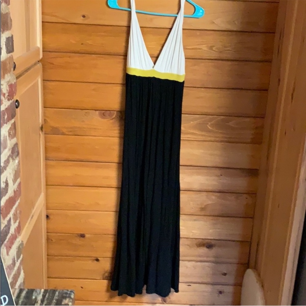 Spiegel Black and White Maxi Dress with Yellow Accent